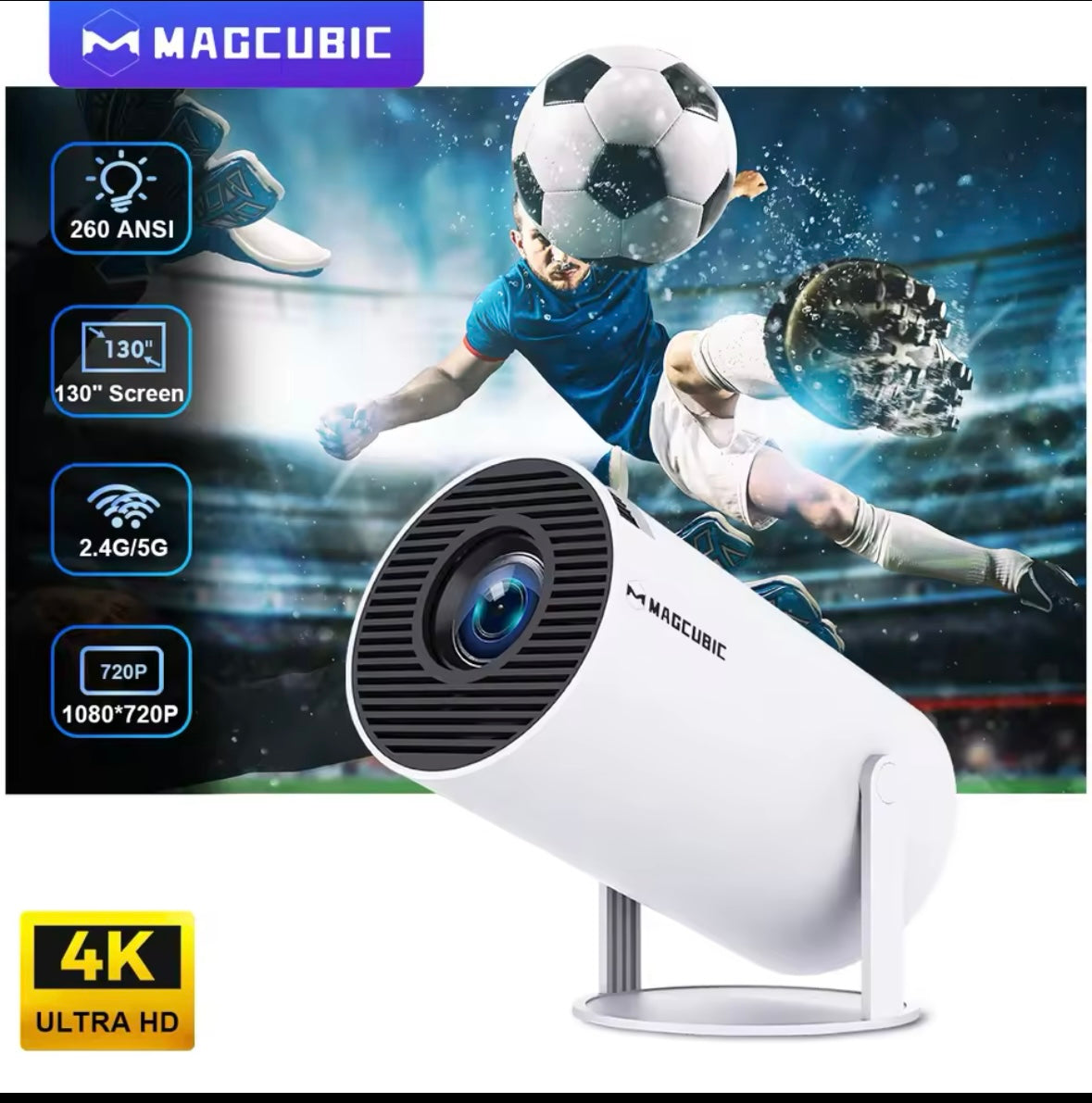 Magcubic Portable Projector 4K
Projector WiFi6 and BT 5.0 with Built-in Android OS 11.0 Smart
Projector YouTube Pre-Install All Round Design
Flip Mini Projector